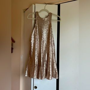 Free People Gold Sequin Keyhole Back Dress